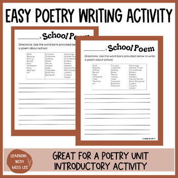 Poetry Writing Activity | Write a Poem about school by Learning with ...