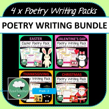 Preview of Poetry Writing BUNDLE 4 Poetry Writing Packs Easter Christmas Thanksgiving