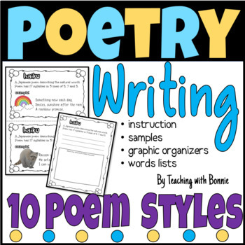 Preview of Poetry Writing: 10 Poem Patterns: Grade 2/3 / Rhyming Words Lists