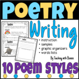 Poetry Writing: 10 Poem Patterns: Grade 2/3 / Rhyming Words Lists