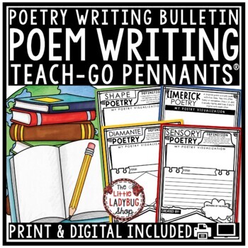 Preview of Poetry Writing Bulletin Board Acrostic Diamante Poem April Poetry Month