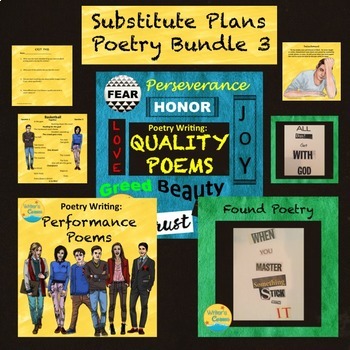 Preview of Substitute Plans 3: Write Found Poems, Poems about Qualities, Group Performances