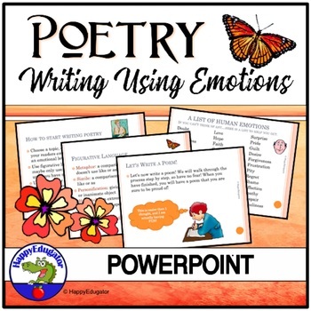 Preview of Poetry Writing - Create Poems Using Emotion PowerPoint and Printable Form