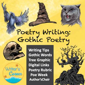 Preview of Poe Week: Gothic Poetry Writing, Digital Links, Writing Rubric Tips, Sub Plans