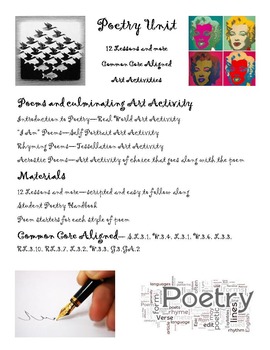 Preview of Poetry Writing Unit 12+ Lessons, 4 dif. styles, poem handbook, CCSS aligned