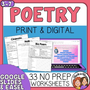 Preview of Poetry Unit - 21 Patterns that are perfect for writing poems - Digital or Print