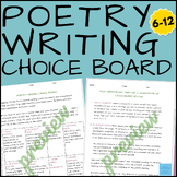 Poetry Writing Unit Choice Board-Middle + High School Engl