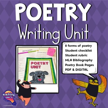 Preview of Poetry Writing Unit - 8 Poem Templates to Create a Student Book of Poems