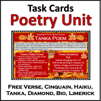 Preview of Upper Elementary Poetry Unit - Haiku, Cinquain, Tanka, and More!