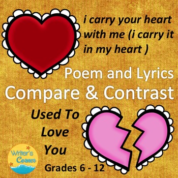 Preview of Poetry Compare and Contrast - Used To Love You and i carry your heart - Sub Plan