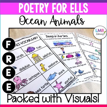 Preview of FREE ESL Newcomer Activities, Ocean Animals Poetry and Vocabulary