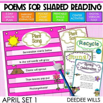 Preview of Earth Day Spring Poems w Reading Fluency Lesson Plans, Poetry Activities Centers
