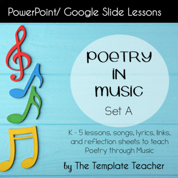 Preview of Poetry in Music Slideshow Lesson for 10 songs Set A