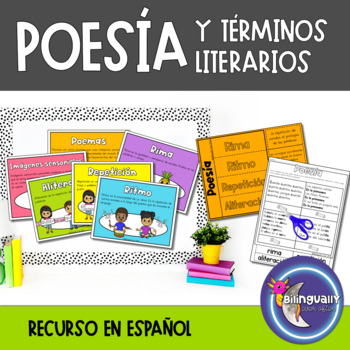 Preview of Poetry in Spanish Poesía y Términos literarios Carteles y hojas de trabajo