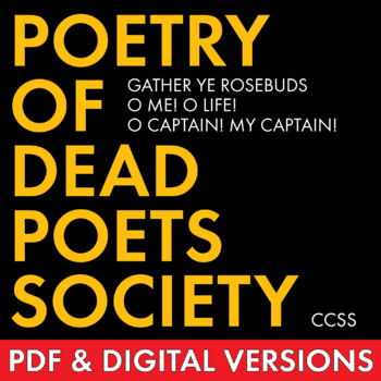 Preview of Poetry of Dead Poets Society, Analyze 3 Poems, Add Rigor to Film Study, Whitman
