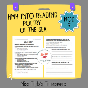Preview of Poetry of the Sea - Grade 6 HMH into Reading