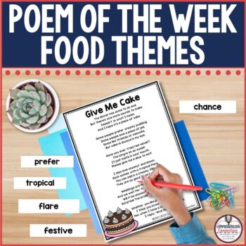 Preview of Poem of the Week, Food Poetry, Cooking Poetry, Fluency Activities