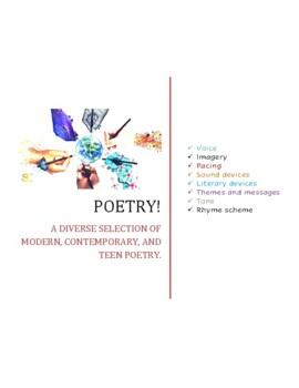 Preview of Modern Poetry packet - secondary ELA - literary devices, poems, responses w/KEY