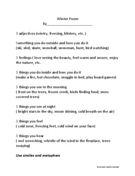 Preview of Poetry template: Winter
