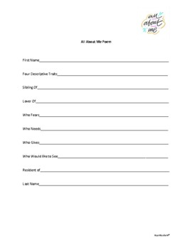 Preview of Poetry template to celebrate "All About Me"