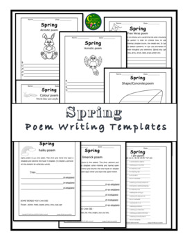 Poetry writing template 10 types 19 templates Spring | TPT