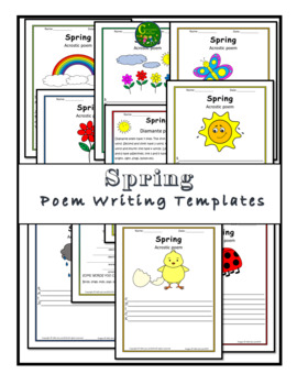 Poetry writing template 10 types 19 templates Spring colored | TPT