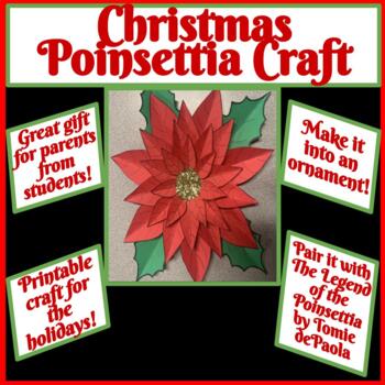 Preview of 3D Poinsettia Christmas Craft Ornament / Proyecto Navideño de Flor de Nochebuena