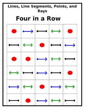 Preview of Point, Line, Line Segment, and Ray Four In A Row