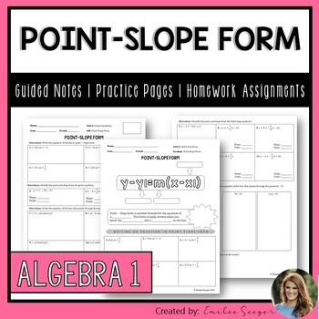 Preview of Point-Slope Form - Guided Notes | Practice Worksheet | Homework