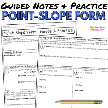 Preview of Writing Equations in Point Slope Form Guided Notes and Practice
