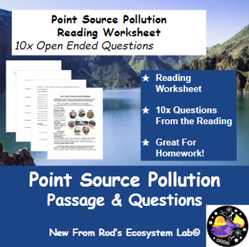 Preview of Point Source Water Pollution Reading Worksheet **Editable**