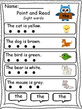 Point and Read- Sight Word Fluency by OwlwaysTeachfromtheHeart | TPT