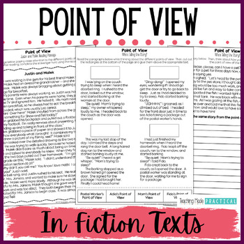 Preview of Point of View Activities in Fiction - Worksheets, Reading Passages, Perspective