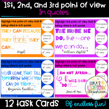 Preview of Point of View 1st, 2nd, and 3rd Person Task Cards