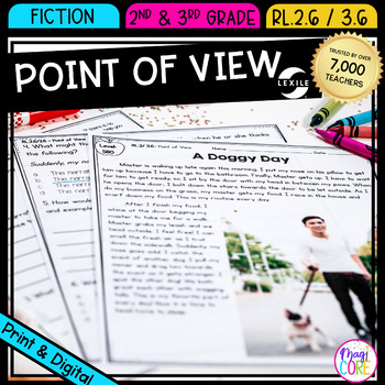 Preview of Point of View Reading Passages Worksheets Anchor Chart Activities RL.2.6 RL.3.6