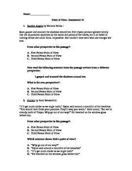 Preview of Point of View Assessment - Common Core Standard RL6