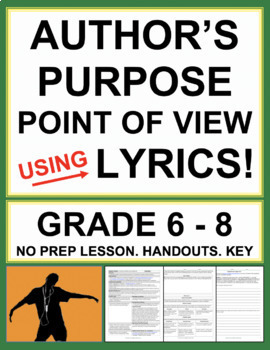 Preview of Point of View & Author's Purpose with Music & Song Lyrics  | Printable & Digital