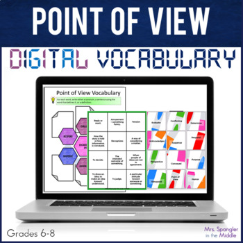 Preview of Point of View DIGITAL Vocabulary- Organizer, Practice Game, Quiz - Middle School