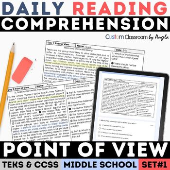 Preview of STAAR Point of View Quiz Character Perspective Reading Comprehension Bell Ringer