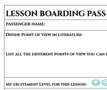 Preview of Point of View Entrance Ticket/Pre-Assessment