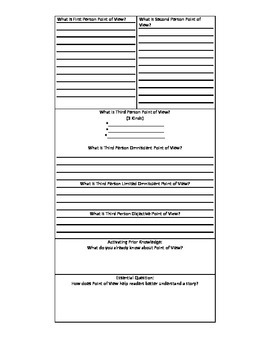 Point of View Graphic Organizer by Love Literacy and Learning | TPT