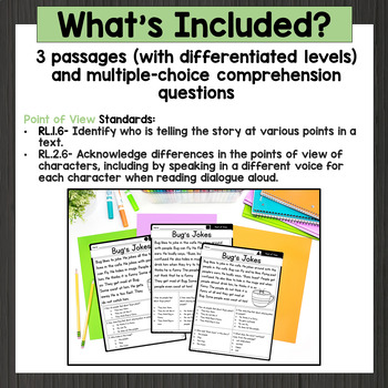 Point of View Multiple Choice Passages 1st 2nd Grade - RL.1.6 RL.2.6 w ...