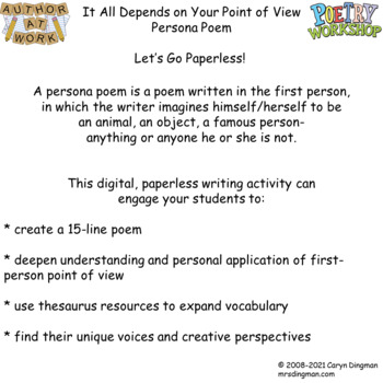 Preview of Point of View Poem Writing Activity with Google Slides Student Directions