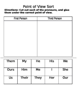 Preview of Point of View Pronoun Sort