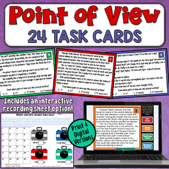 Preview of Point of View Task Cards: 24 Practice Reading Passages for 4th, 5th, 6th Grade