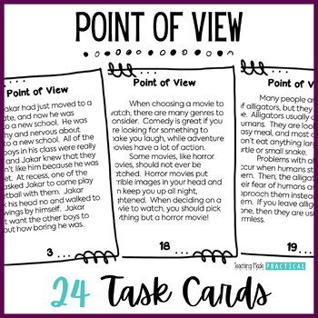 snatch auditorium badning Point of View Task Cards - Distinguish Point of View from Character's /  Author's