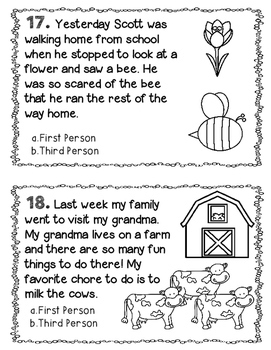 Point of View Task Cards, First and Third Person by Kelsey's Cute Cuts