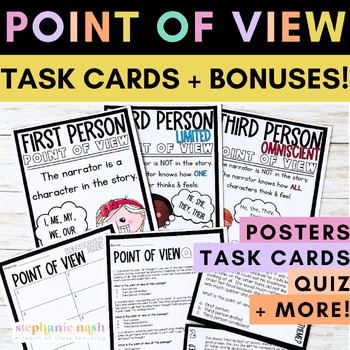 Preview of Point of View Task Cards & Posters! First & Third Person (Omniscient & Limited)