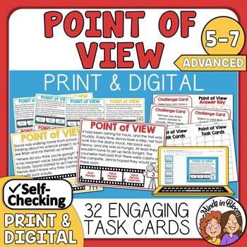 Preview of Point of View Task Cards - Advanced Set 2 Print & Digital Google Apps & Easel!