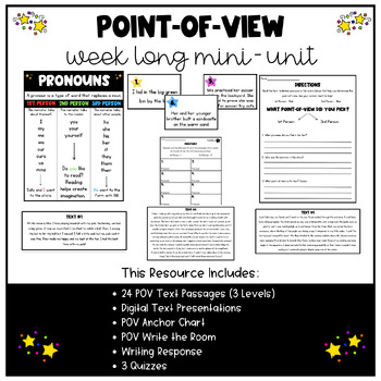 Preview of Point-of-View Week Long Mini Unit | Differentiated Levels | Decodable Text